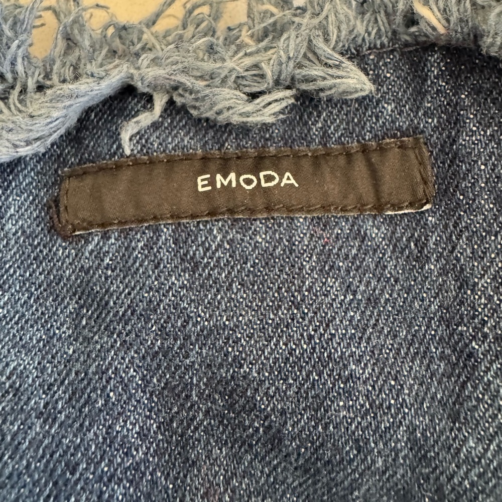 Emoda High-Waist Wide-Leg Lace-Up Back Dark Blue Denim Jeans - Picture 5 of 5